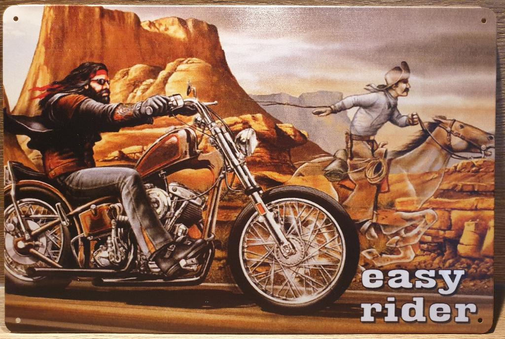 Easy Rider motorcycle motor reclamebord van metaal wandbord, Info@deconoord.nl, Deco Noord, Nieuw, Ophalen of Verzenden