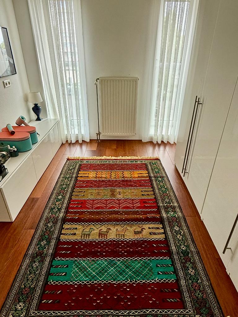 Perzisch Ghashghai Kilim Tapijt – Handgeweven & Uniek!, Ophalen, Rechthoekig, Overige kleuren, 100 tot 150 cm