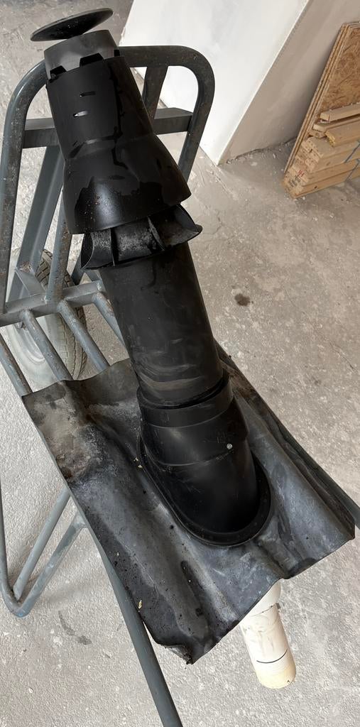 Rookgas doorvoer cv incl dakdoorvoerpan  lood, Ophalen, Zo goed als nieuw, Afzuiger