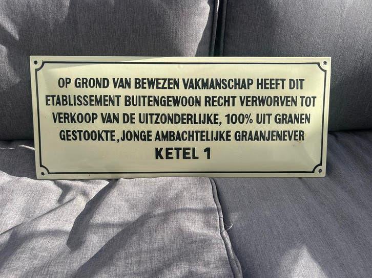 Emaille bord jonge jenever ketel 1, Ophalen of Verzenden