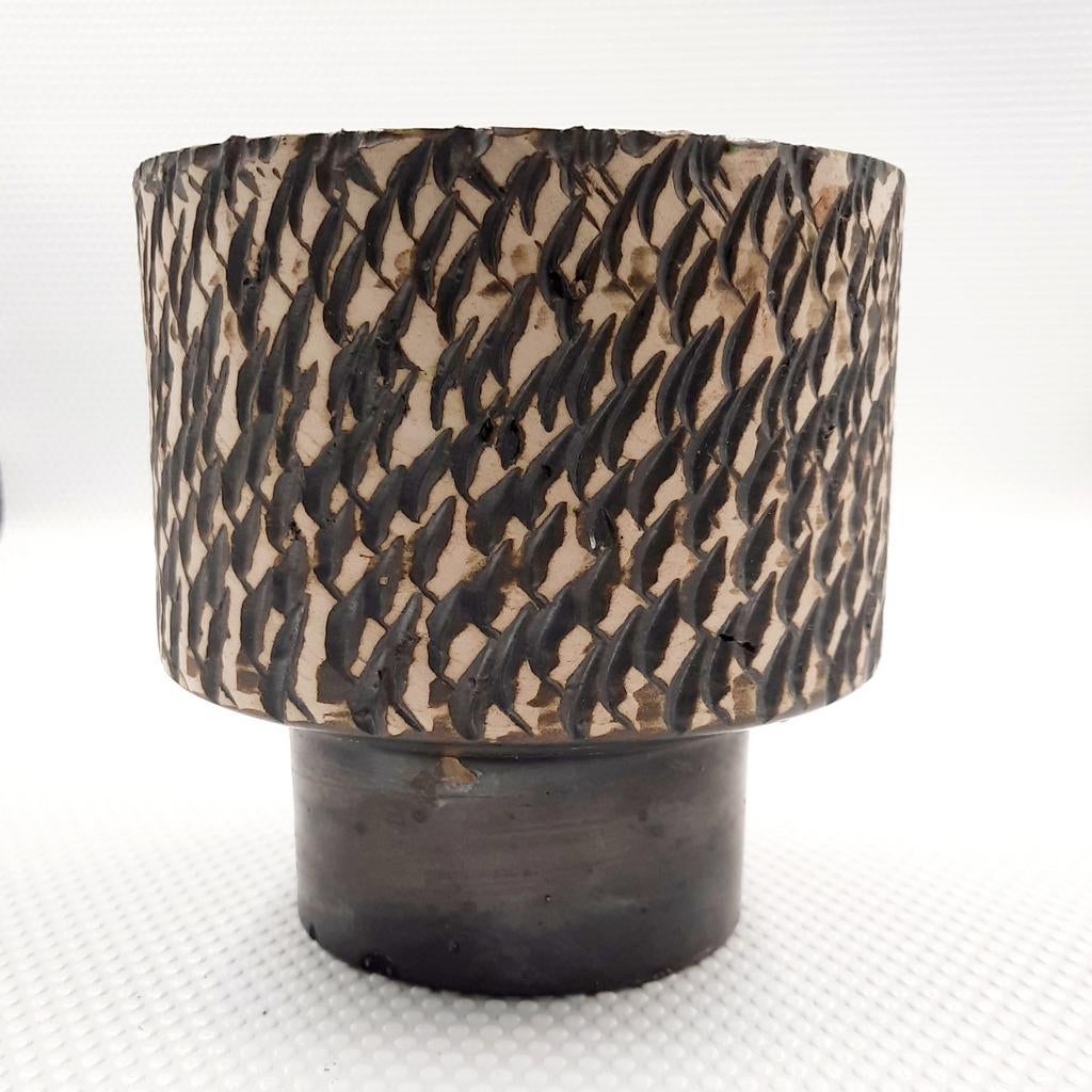 Vintage Berkenbast Otef Bloempot - 13 cm hoog, Overige materialen, Gebruikt, Rond, Ophalen of Verzenden