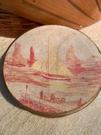 Zeer oude brocante poederdoosje zeilbootmotief, Frankrijk, Ophalen of Verzenden