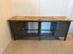 Stalen Werkbank met Houten Blad, Gebruikt, 150 tot 200 cm, Ophalen of Verzenden, Metaal