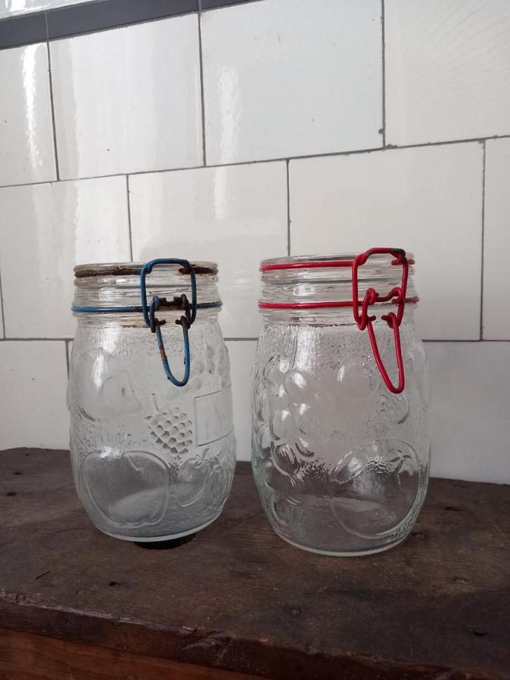 vintage weckpotten reliëf Frans brocante Le Pratique 1 liter, Antiek en Kunst, Curiosa en Brocante, Verzenden