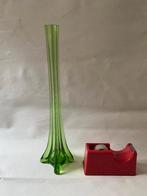 Retro Mooie langwerpige glazen solifleur vaas., Ophalen, Gebruikt, Glas, Minder dan 50 cm