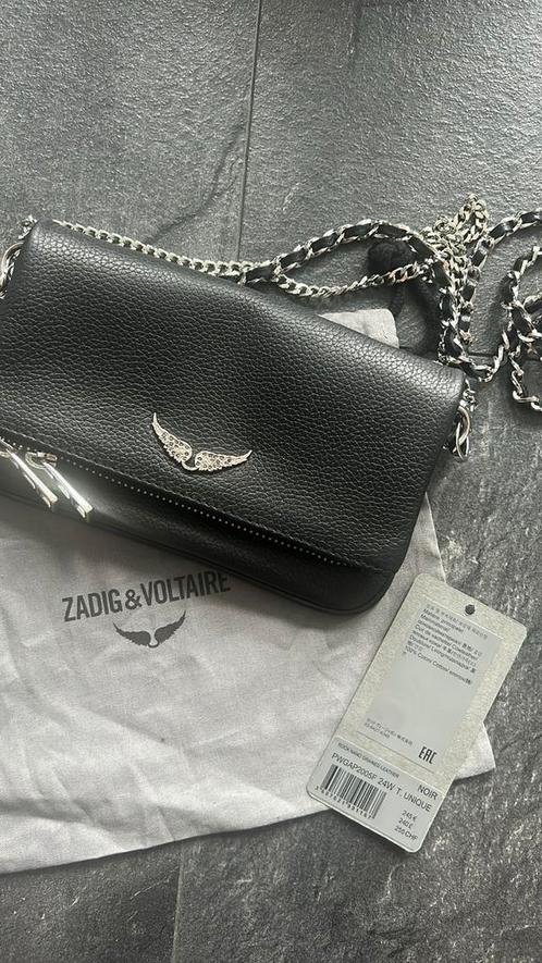 ZADIG & VOLTAIRE tasje clutch ROCK NANO zwart leer NIEUW, Sieraden, Tassen en Uiterlijk, Tassen | Damestassen, Nieuw, Schoudertasje