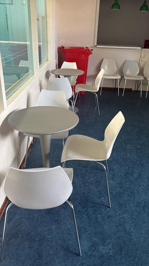 Kantine stoelen en tafels, Huis en Inrichting, Stoelen, Gebruikt, Vijf, Zes of meer stoelen, Hout, Metaal, Wit, Ophalen