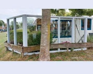 Tuinscherm windscherm terras campingplaats 4,5 m. glas hout beschikbaar voor biedingen