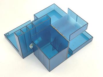 Q-Boxx Roll-Up Desk Organiser – blauw transparant beschikbaar voor biedingen