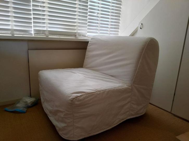 Slaapfauteuil, Huis en Inrichting, Slaapkamer | Slaapbanken, Gebruikt, 80 cm, Overige maten, Eenpersoons, Wit, Crème, Ophalen