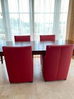 4 eetkamerstoelen van Himolla donkerrood leer op wieltjes, Huis en Inrichting, Stoelen, Leer, Ophalen of Verzenden, Zo goed als nieuw
