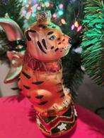 Fred van leer kerstbal ornament tijger op blok, Diversen, Ophalen of Verzenden, Zo goed als nieuw