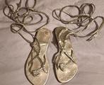 Zilverkleurige Bindsandalen wikkel slippers Leer, Overige kleuren, Zo goed als nieuw, Donchoo Amsterdam, Sandalen of Muiltjes