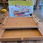 Nieuw bamboe dienblad met uitschuifbare lade, Ophalen of Verzenden, Nieuw, Rechthoekig, Hout