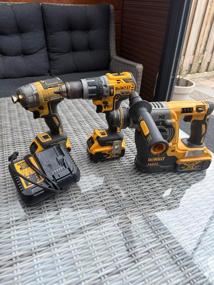 Set Dewalt DCH273, DCD796, Slagtol + Accu's / Lader, Doe-het-zelf en Verbouw, Gereedschap | Boormachines, Gebruikt, Boor- en Schroefmachine
