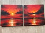 Twee Schilderijen - Zee van Vuur - 50x50, Antiek en Kunst, Ophalen of Verzenden