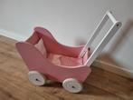 Roze houten poppenwagen met dekbedje, Gebruikt, Ophalen