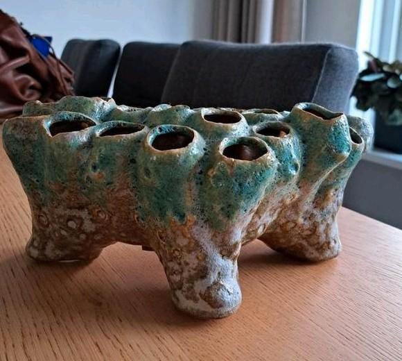 Vaas Koraal - Daan Kromhout Design blauw, groen, bruin, Huis en Inrichting, Woonaccessoires | Vazen, Zo goed als nieuw, Overige kleuren