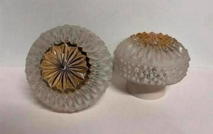 Vintage stervormige glimmende plafondlamp goud wit - model 2, Huis en Inrichting, Lampen | Plafondlampen, Zo goed als nieuw, Glas