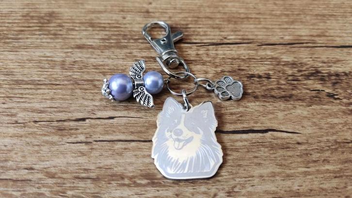 Sleutelhanger Welsh corgi pembroke RVS met beschermengeltje, Dieren en Toebehoren, Honden-accessoires, Nieuw, Verzenden