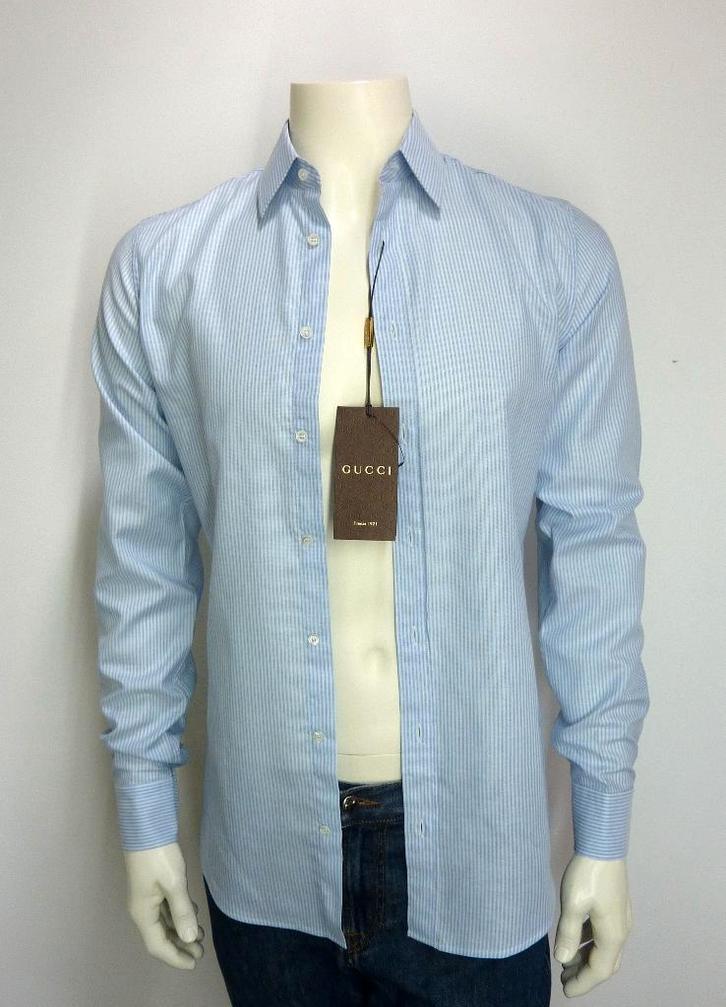GUCCI overhemd 38|15 blauw/wit NIEUW+ETIKET, Kleding | Heren, Overhemden, Nieuw, Halswijdte 38 (S) of kleiner, Blauw, Verzenden