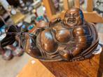 Antieke houten Boeddha. €135.  21 cm lang, Ophalen