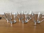 6 Koffie Glazen met RVS Houders, Huis en Inrichting, Keuken | Servies, Ophalen of Verzenden, Glas, Effen, Glas of Glazen