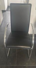 6 leren Eetkamerstoelen, Huis en Inrichting, Stoelen, Zwart, Leer, Ophalen of Verzenden, Zo goed als nieuw