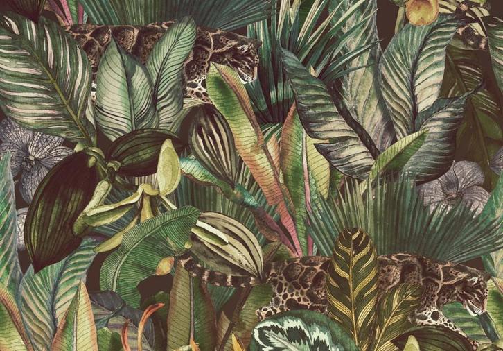 Jungle behang Ocelot, botanisch, OOK op maat * Muurdeco4kids, Huis en Inrichting, Stoffering | Behang, Verzenden