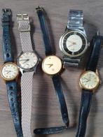 5 x Vintage handopwindbare horloges., Overige merken, Staal, Met bandje, Verzenden