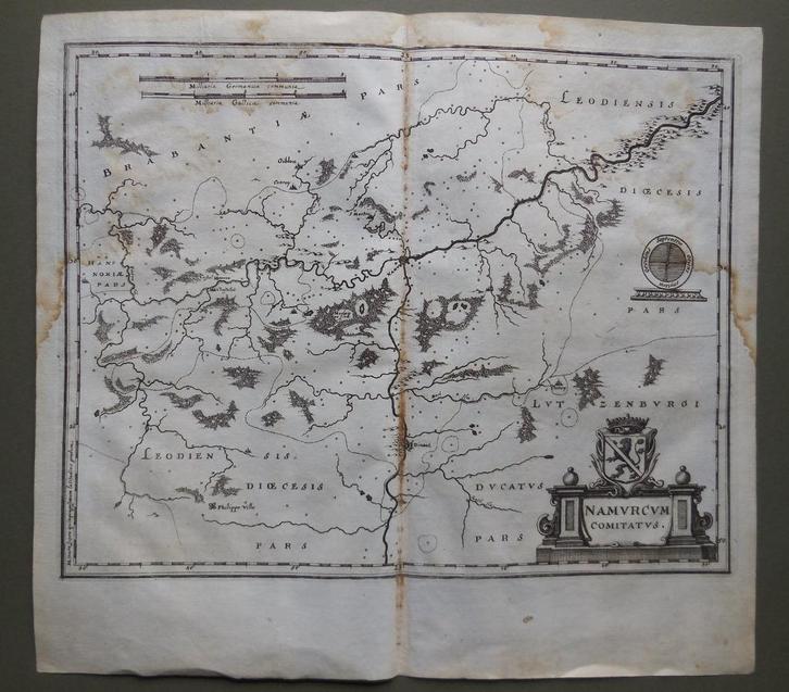 Oude kaart Namurcum Comitatus Namen, Namur België 1630 ?, Antiek en Kunst, Kunst | Etsen en Gravures, Verzenden
