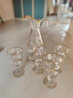 KARAF MET 4 GLAZEN, Antiek en Kunst, Antiek | Glas en Kristal, Ophalen of Verzenden