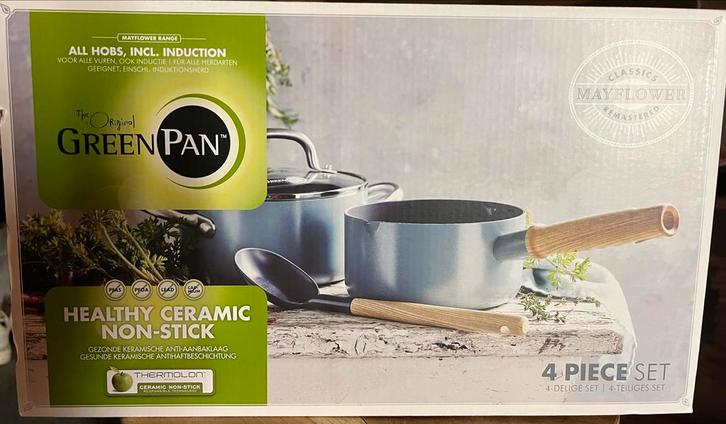Greenpan Mayflower Pannenset 4-Delig PFAS-Vrij, Huis en Inrichting, Keuken | Potten en Pannen, Nieuw, Pannenset, Aluminium, Inductieplaat