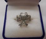 Zilveren vintage ring met markasiet maat 17,5 nr.1729, Verzenden, Zo goed als nieuw, 17 tot 18, Dame