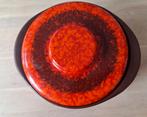 Retro dekschaal schaal deksel bruin rood/oranje, Ophalen of Verzenden, Gebruikt, Rond, Porselein of Keramiek