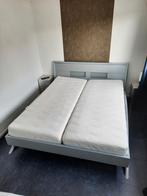 2 persoons bed inclusief auping bedbodem en matrassen, Huis en Inrichting, Slaapkamer | Bedden, 160 cm, Grijs, Modern, Zo goed als nieuw