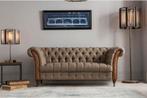 Henley Harris Tweed stof leer Chesterfield 3 Zits klassiek, Ophalen of Verzenden, Nieuw, 75 tot 100 cm, Stof