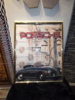 Groot vintage poster met porsche 356, naam en logo's ️, Ophalen of Verzenden, Zo goed als nieuw