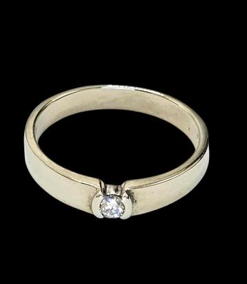 14 karaats witgoud & Briljant Design Ring Briljant 0,10 ct  beschikbaar voor biedingen