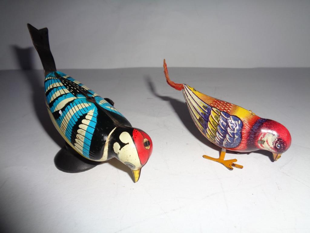 Oude blikken Vogeltjes, 2 stuks, Japan, Engeland, jr'50/60s, Ophalen of Verzenden, Gebruikt