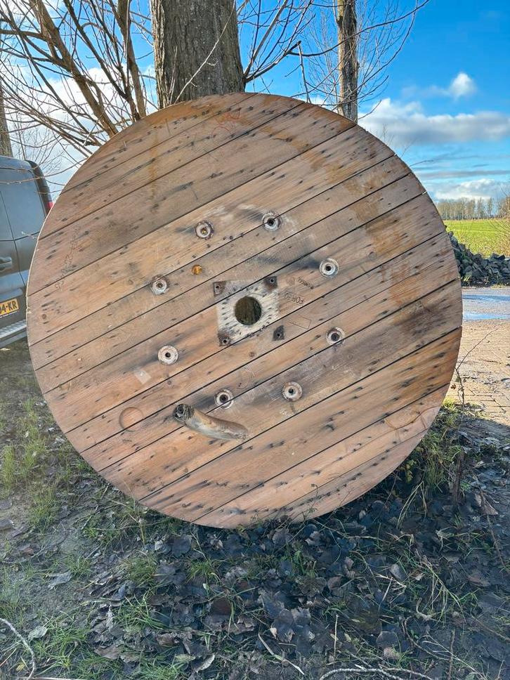 Haspel schijven voor tafel - 158-200cm, Tuin en Terras, Tuintafels, Gebruikt, Rond, Hout, Ophalen