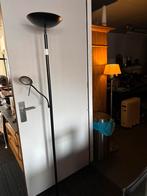 Stijlvolle zwarte vloerlamp met leeslamp, Huis en Inrichting, Lampen | Vloerlampen, Ophalen of Verzenden, Gebruikt, Metaal, 150 tot 200 cm