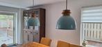 2 blauw/groene hanglampen, Ophalen of Verzenden, Gebruikt, Hout, Minder dan 50 cm