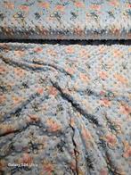 Minky dots lichtblauw flowers, Overige materialen, Blauw, 120 cm of meer, Ophalen of Verzenden