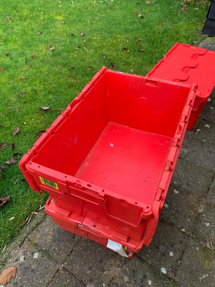 Set van 4 Distributiebakken / opslagkratten, Doe-het-zelf en Verbouw, Kratten en Dozen, Gebruikt, Krat, 50 tot 75 cm, 35 tot 50 cm