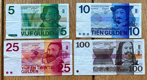 setje Erflaters (5, 10, 25 en 100 gulden), Postzegels en Munten, Bankbiljetten | Nederland, Setje, 100 gulden, Ophalen