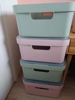 Te koop: 4 opbergboxen merk Sunware roze en groen, Huis en Inrichting, Ophalen, Minder dan 50 cm, Gebruikt, 50 tot 100 cm
