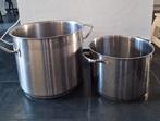 2 grote pannen  inductie gas., Huis en Inrichting, Keuken | Potten en Pannen, Ophalen of Verzenden, Gebruikt, Rvs, Pannenset