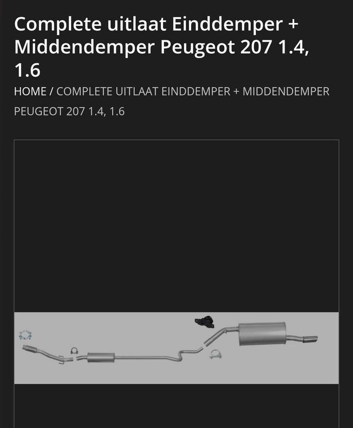 Nieuwe Uitlaat midden + eindemper compl. Peugeot 207 1.4/1.6, Auto-onderdelen, Uitlaatsystemen, Peugeot, Nieuw, Ophalen