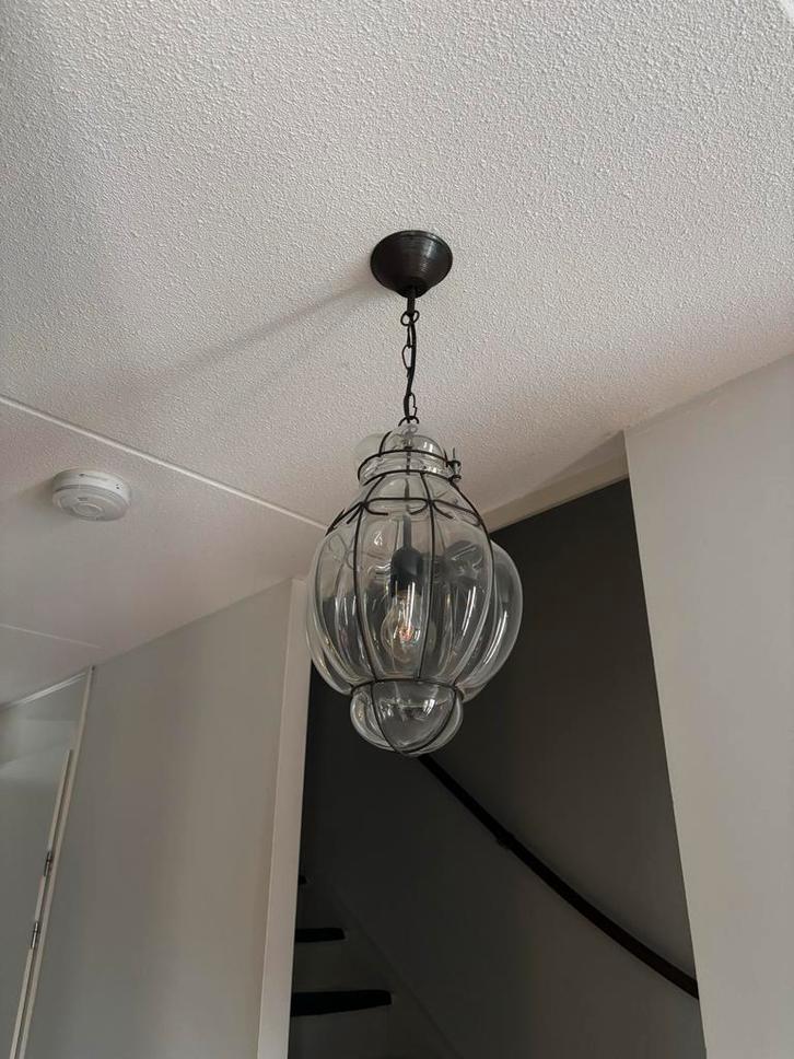 Vintage Venetiaanse Hanglamp, Huis en Inrichting, Lampen | Hanglampen, Gebruikt, Minder dan 50 cm, Glas, Ophalen of Verzenden